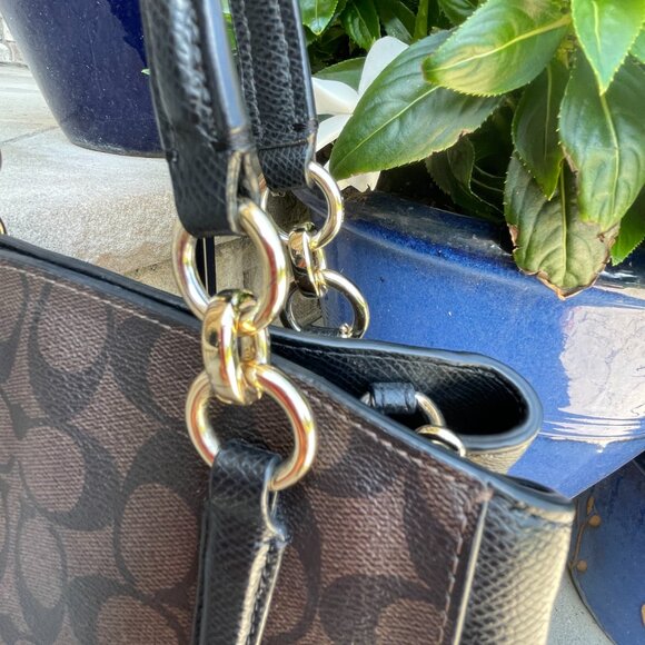 COACH MINETTA SATCHEL CROSSBODY SIGNATURE MONOGRAM WOMEN'S BAG Brown Black - Picture 6 of 16